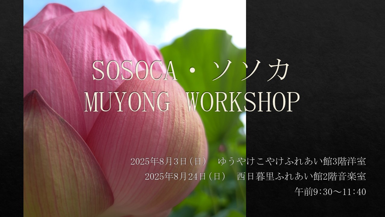 ソソカ・SOSOCA MUYONG WORKSHOP 8月のお知らせ