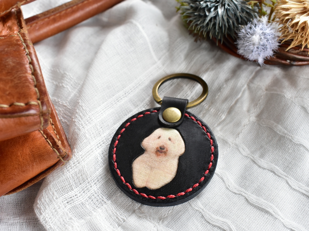 ■愛犬のオリジナル革製キーリング