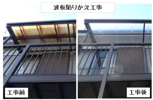 練馬区土支田にて波板貼りかえしました。