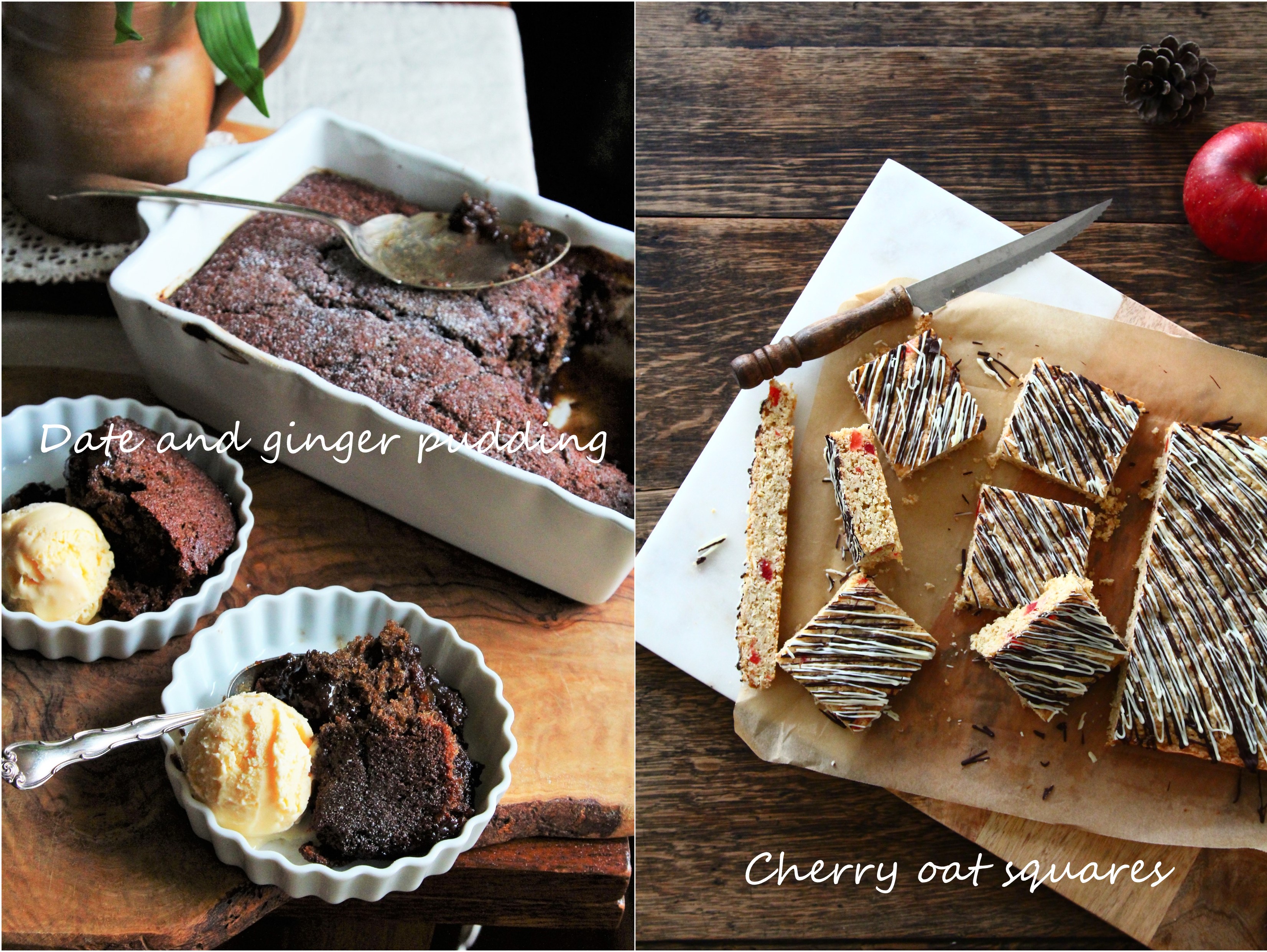 2022年 1月 <Date and ginger pudding & Cherry oat squares>