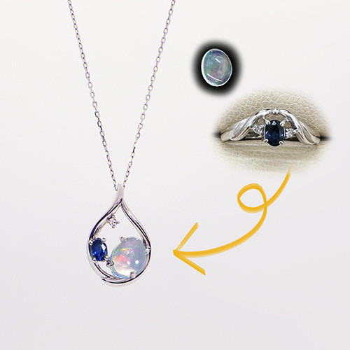 K様_ウォーターオパールとサファイアのペンダント