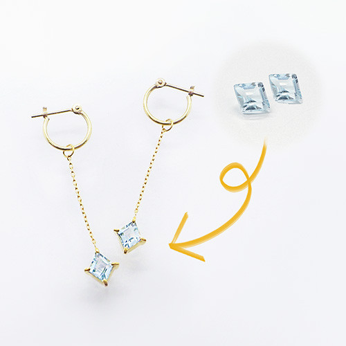 S様_ブルートパーズのピアスチャーム作成