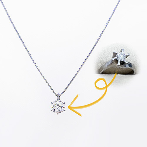 K様_立爪リングをネックレスにリフォーム