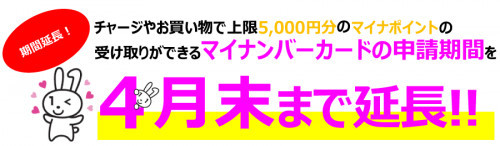マイナポイント(上限5000円分)がもらえるマイナンバーカードの申請期間が、なんと2021年4月末まで1ヵ月延長になりました