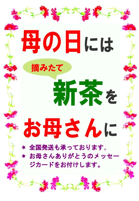 母の日に摘みたて新茶を贈ろう!