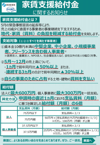家賃支援給付金に関するお知らせ
