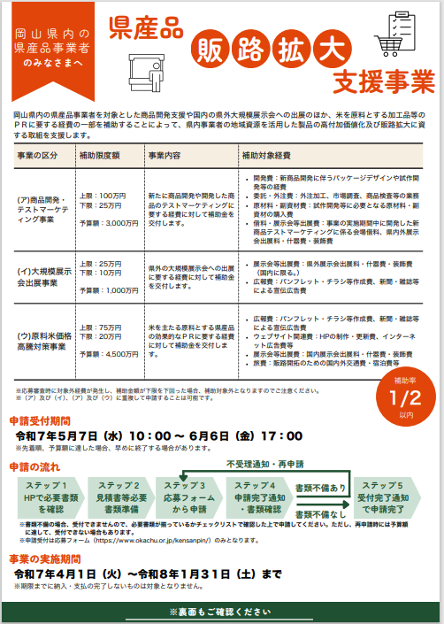 県産品販路拡大支援事業補助金の募集開始について