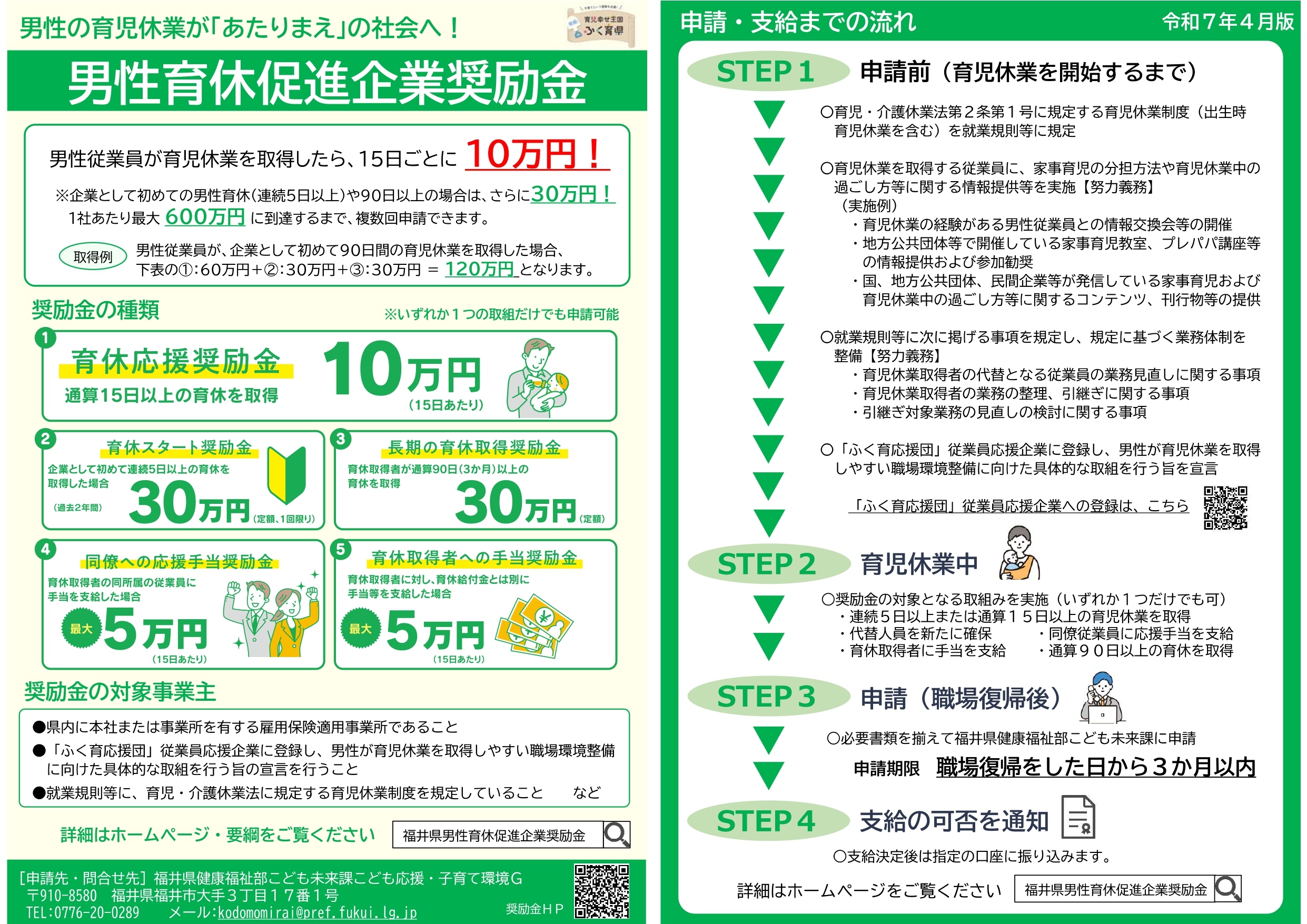 【福井県こども未来課】 男性育休促進企業奨励金をご活用ください!