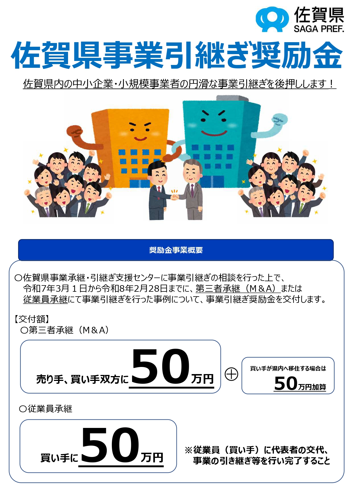 「佐賀県事業引継ぎ奨励金」のご案内について