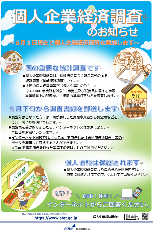 個人企業経済調査に関するお知らせ