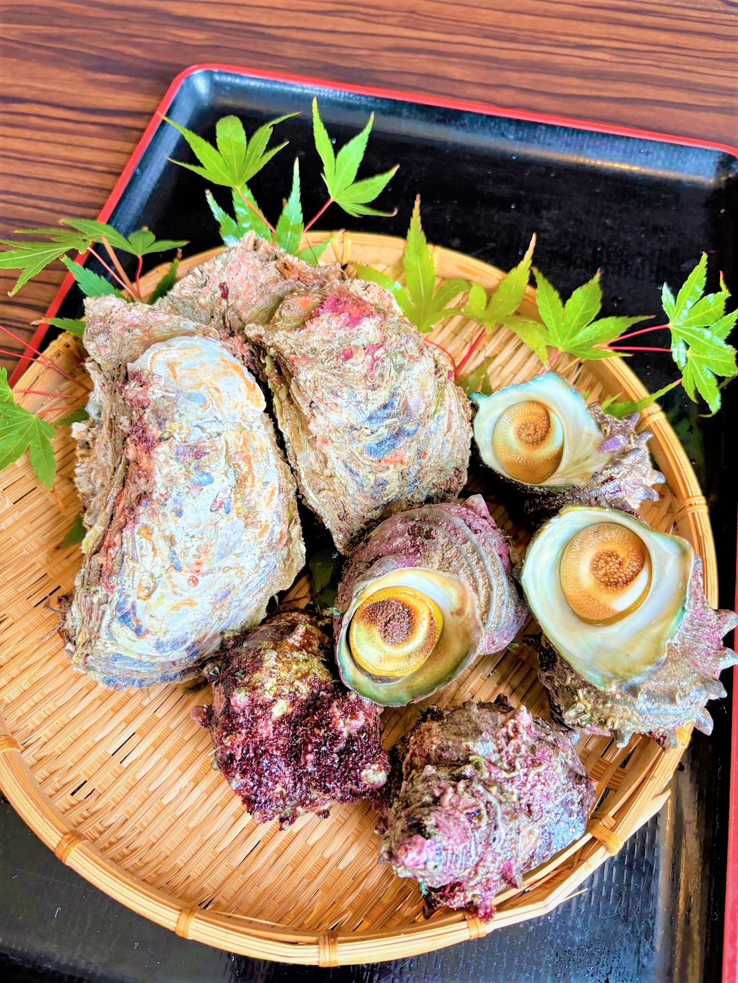 夏の岩牡蠣とサザエ