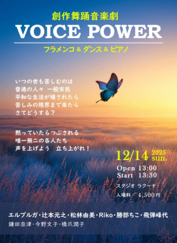 2025年12月14日(日)創作舞踊音楽劇〜フラメンコ&ダンス&ピアノ 「Voice Power」開催