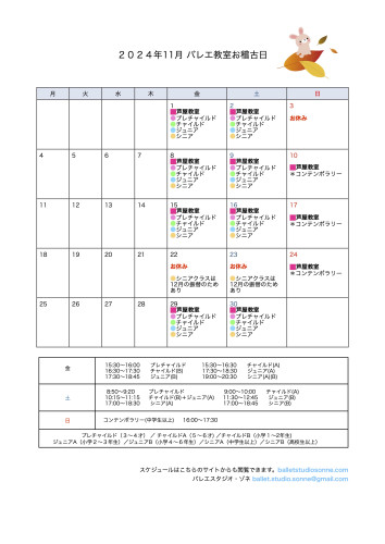 2024年11月のお稽古日