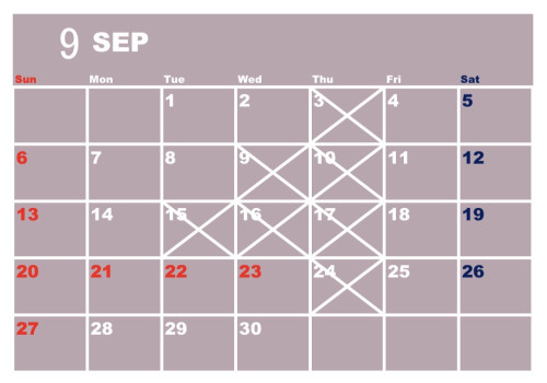 9月度営業カレンダー