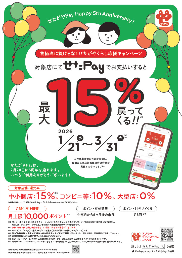 ◇せたがやPAYキャンペーンのお知らせ◇