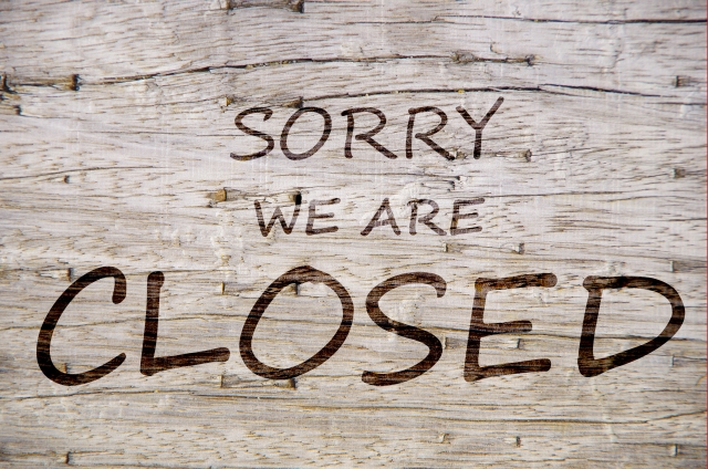 臨時休業のお知らせ。