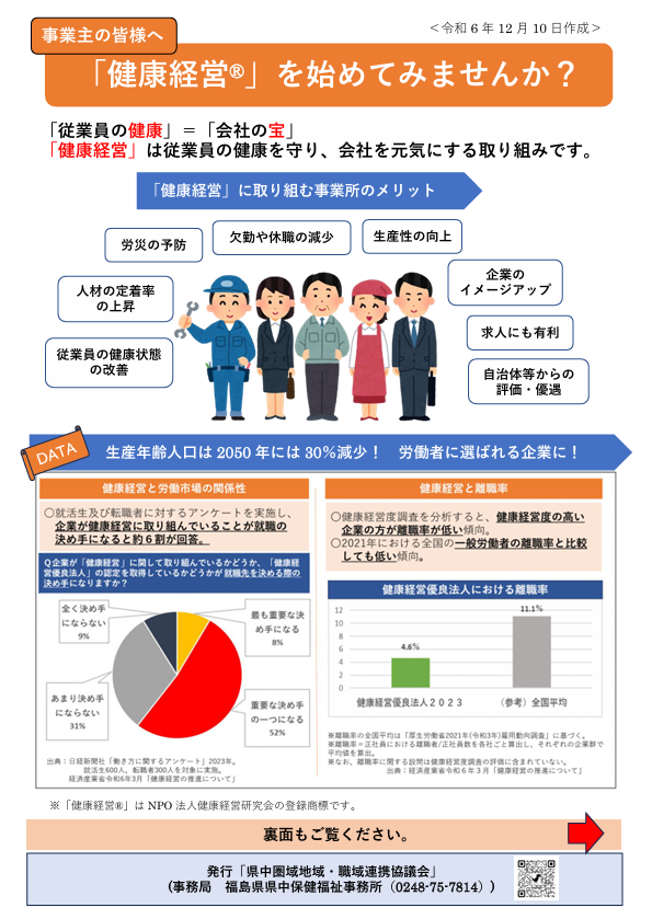 健康経営について【	県中圏域地域・職域連携協議会】