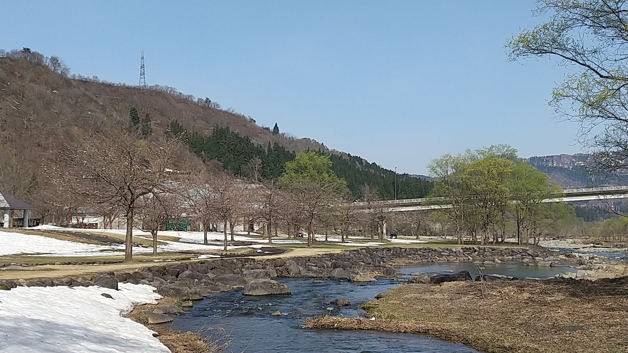 清津川フレッシュパークの春景色