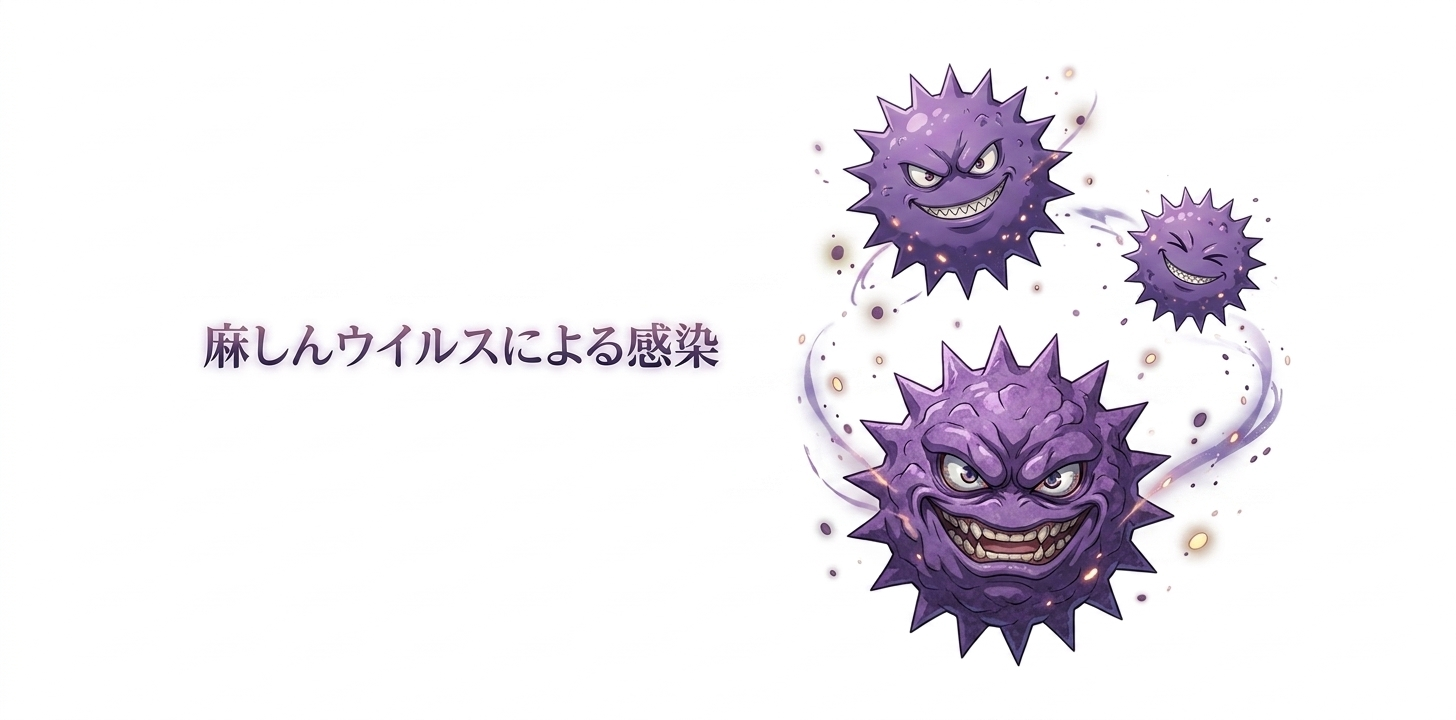 麻疹ウイルスによる感染のイラスト
