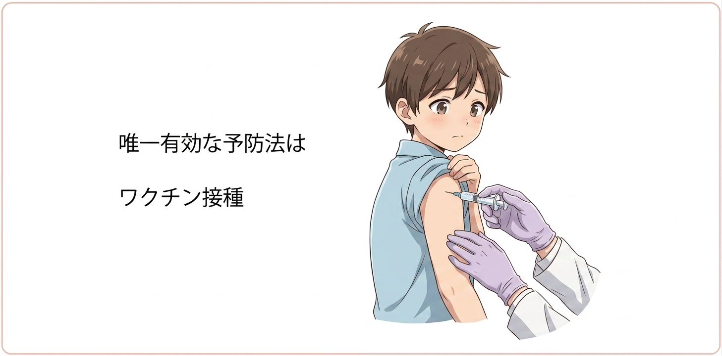 唯一の予防方法はワクチンです。ワクチン接種を受けている人のイラスト