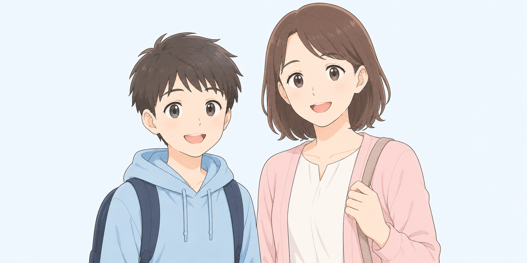 HPVワクチンを検討する男の子と母親のイラスト