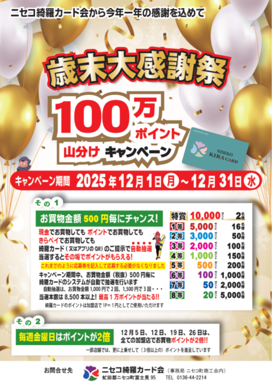 歳末大感謝祭「100万ポイント山分けキャンペーン」