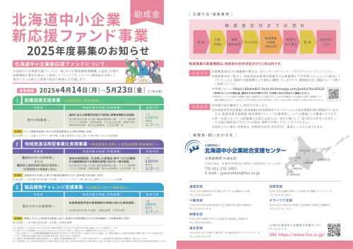 「北海道中小企業新応援ファンド事業」募集のご案内