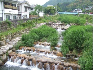宿のすぐそばを流れる山女も住むきれいな川