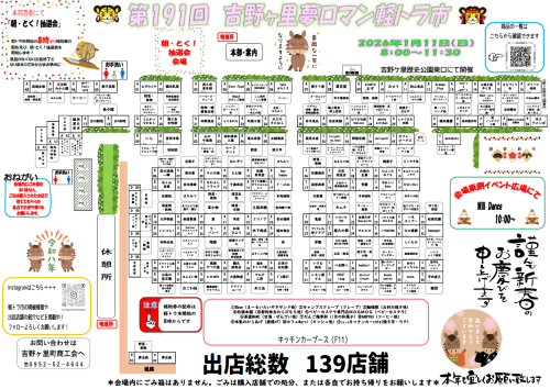 令和８年１月11日　吉野ヶ里夢ロマン軽トラ市　開催いたします。
