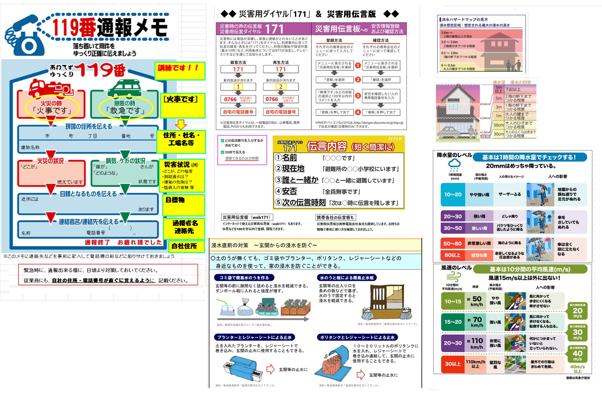 本日、組合合同の「通報・避難・消火器訓練＆土嚢作り」開催します