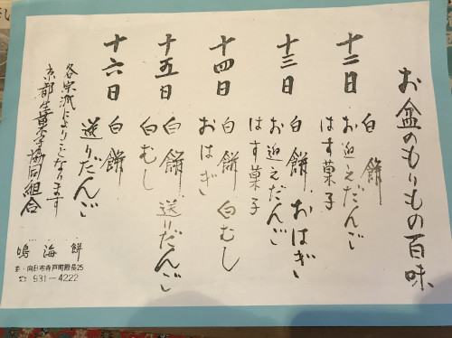 お盆のもりもの百味