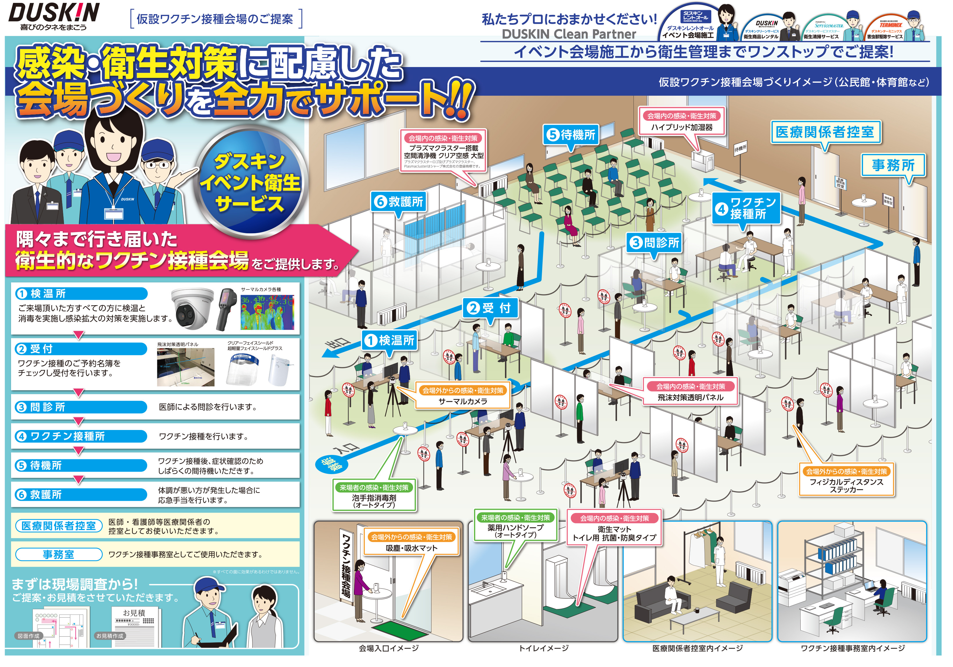 衛生的なワクチン接種会場をご提供します