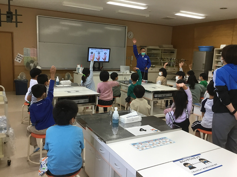 気仙沼市立唐桑小学校「手洗い教室」開催