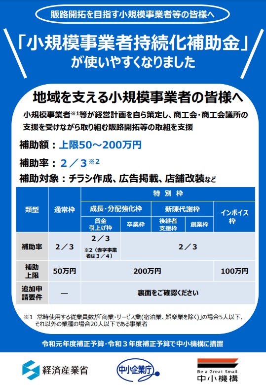 【補助金】小規模事業者持続化補助金に係る公募要領（第5版）の公開について