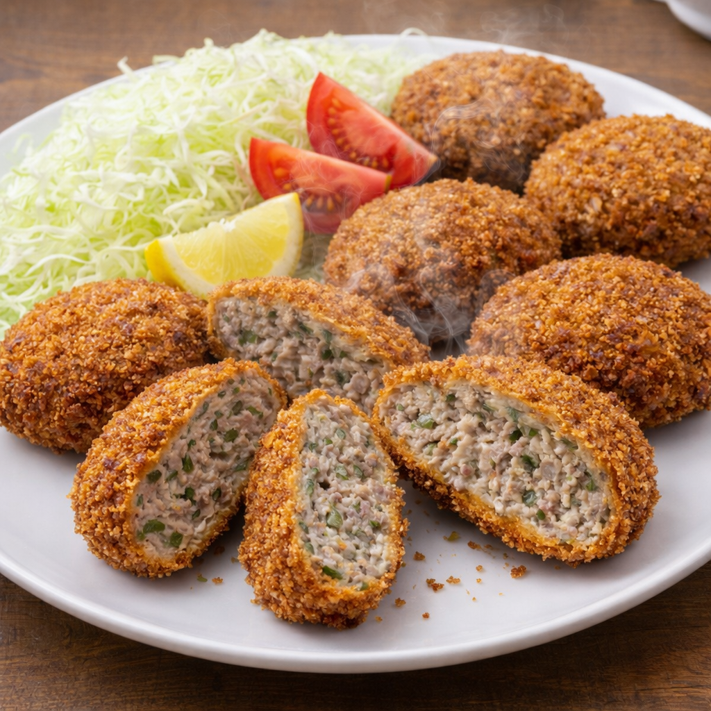 「昆布入りメンチカツ」普代の昆布×いわて牛×南部福来豚。旨みの相乗効果で最高の肉汁がじゅわ
