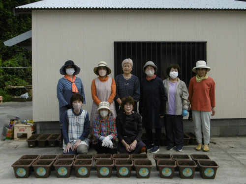 宇久町商工会・ひまわり植え付け作業