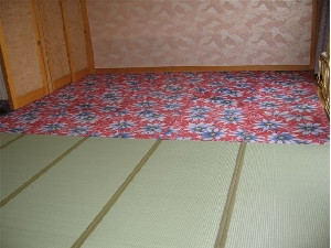 手前の畳を裏返すと奥のカーペットになります。