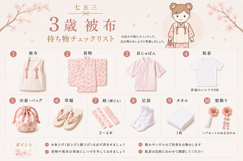 七五三 3歳被布 お持ちいただくもの