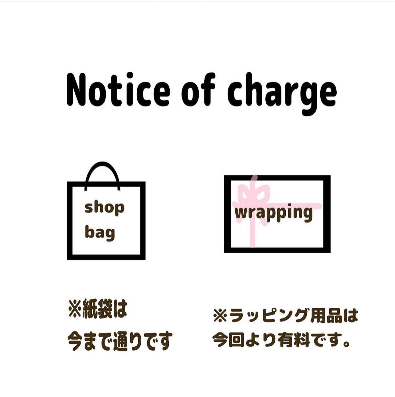 ラッピング料金と紙袋料金について