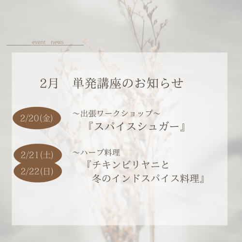 2月開催　単発講座
