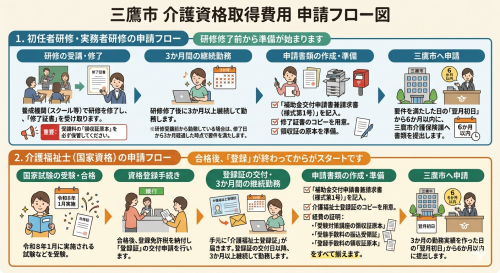 三鷹市の介護資格補助金 申請から支給までの流れ