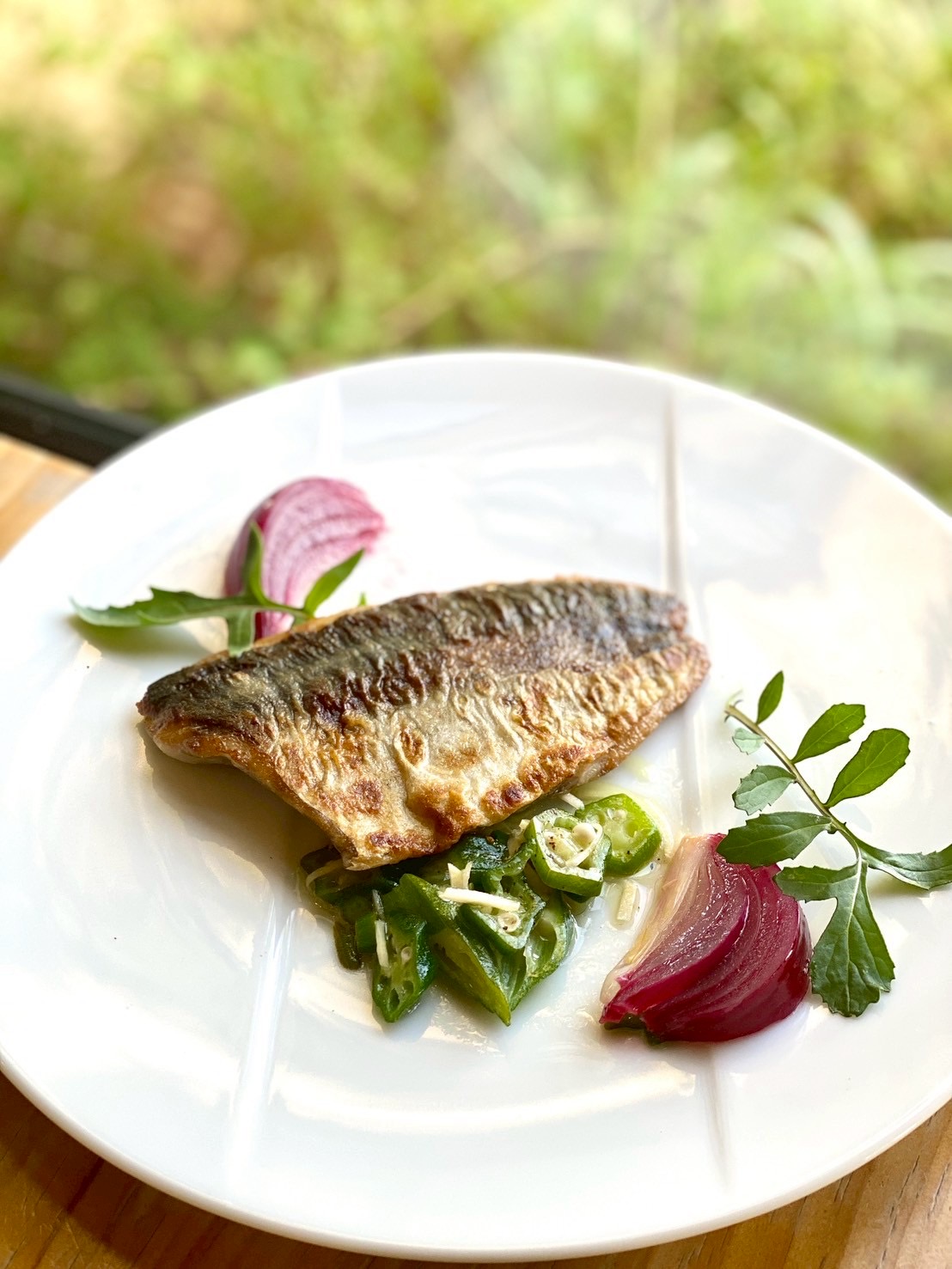 5.6月のお魚ランチ　【アジのムニエル　夏野菜のマリネ添えジンジャー風味】