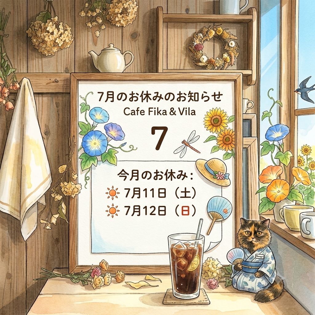 7月店休日のお知らせ