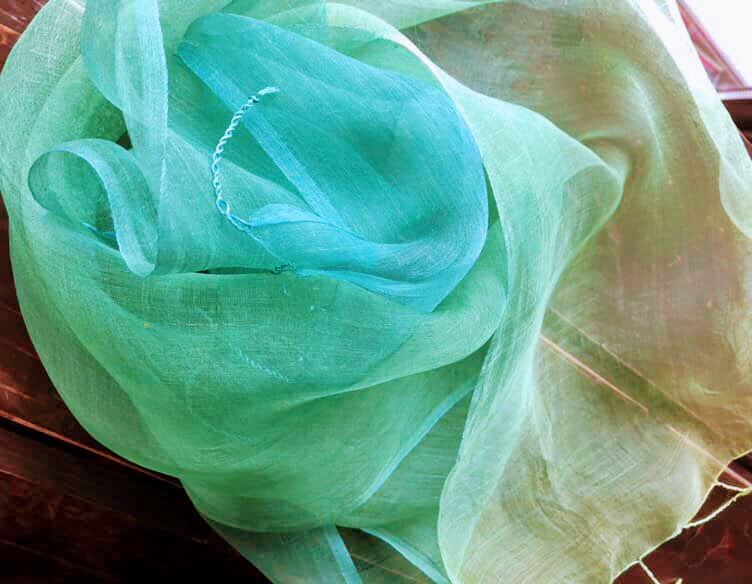 草木染めWSのお知らせ ～藍とエンジュで若草色のグラデーションを染める～