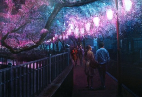 夜桜-大岡川-  50号P.jpg