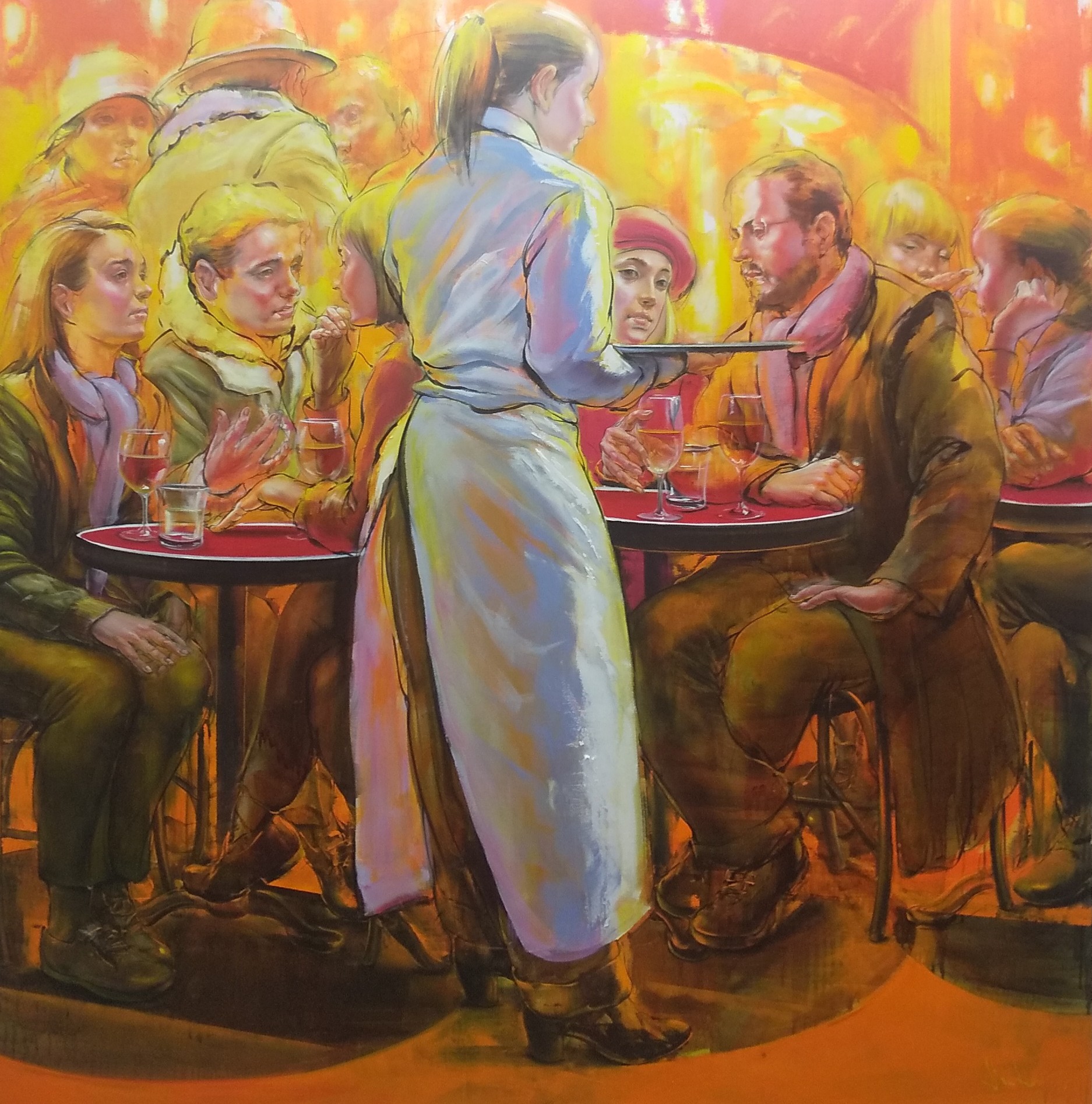 3「夜のカフェ」100号S  キャンバスに油彩