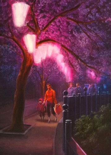 「夜桜」20号P キャンバスに油彩