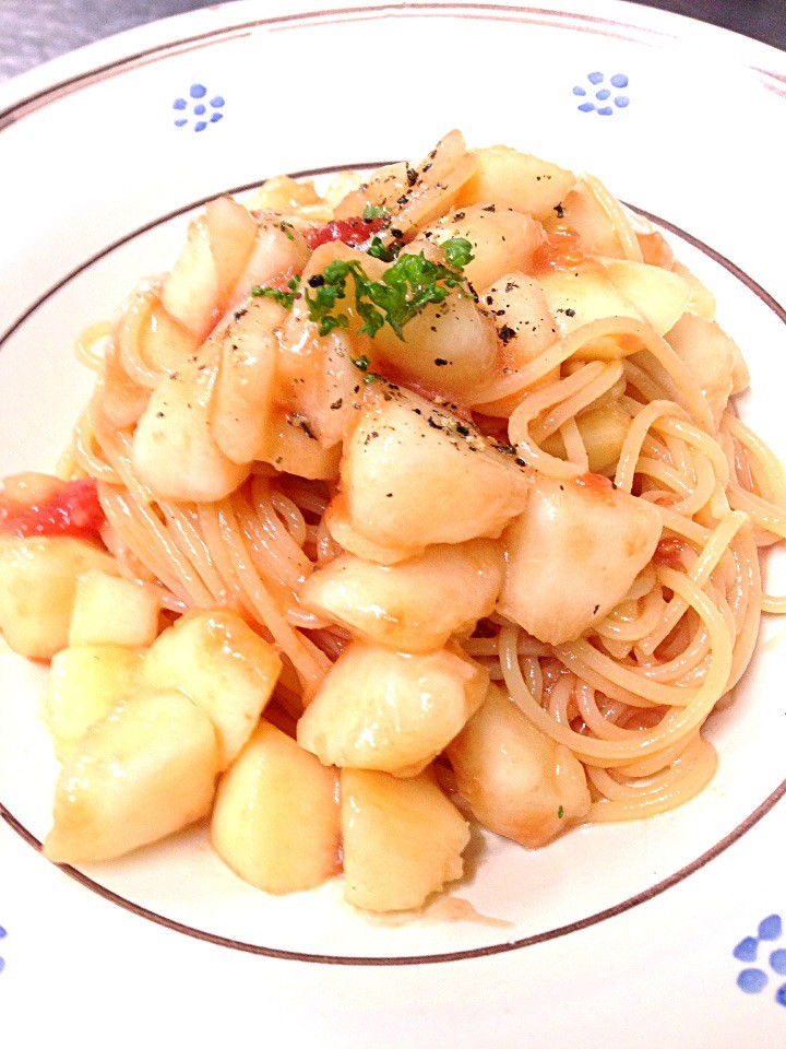 「桃の冷製スパゲッティ」