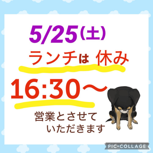 ランチお休み！　16:30から営業します！