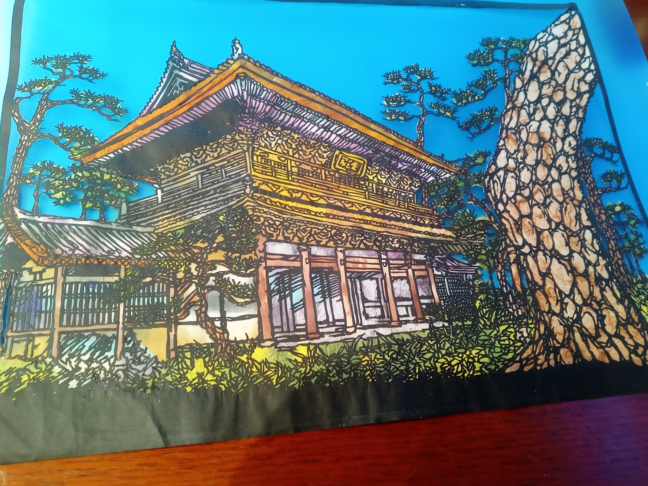 生徒様作品・京都市「大徳寺」の切り絵完成です😊